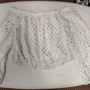 VICI White Sequin Mesh Mini Skirt